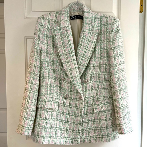 SOLD 💟 ZARA Double-breasted Textured Weave Size Large - Picture 6 of 16